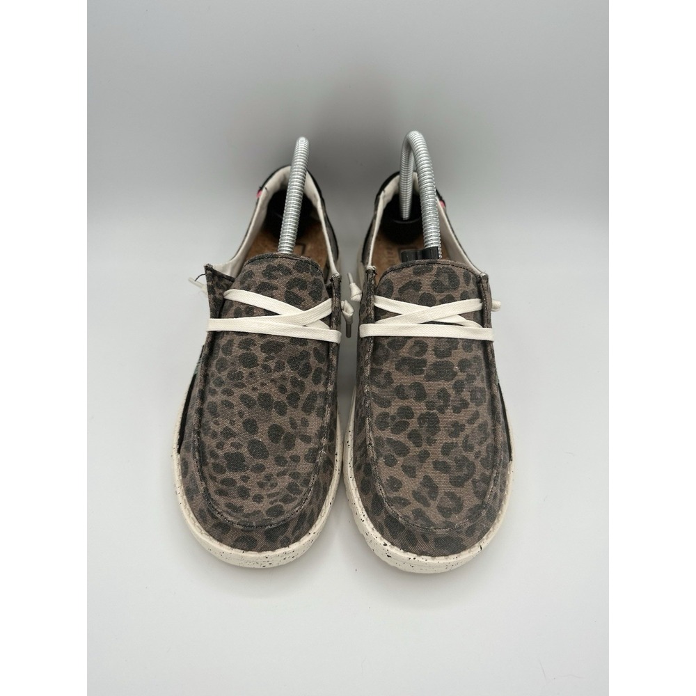 Hey Dude Wendy Jungle Brown Leopard Print Slip On Shoes Sneakers Size 8 Comfy - Picture 3 of 8